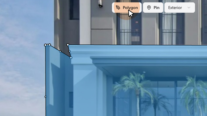 Draw polygon hotspots using the polygon tool