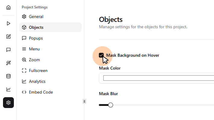 Enable the masking hover effect