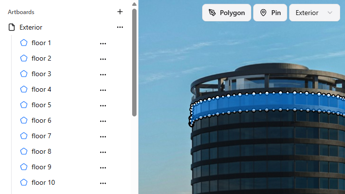 Create polygon hotspots for each floor