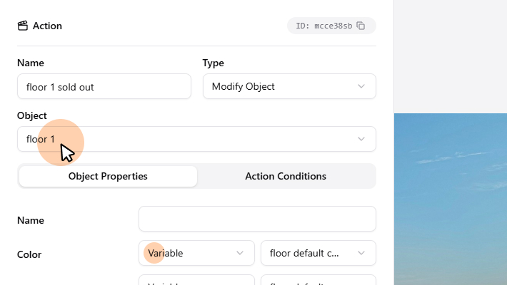 Create an Action and apply it to the first floor